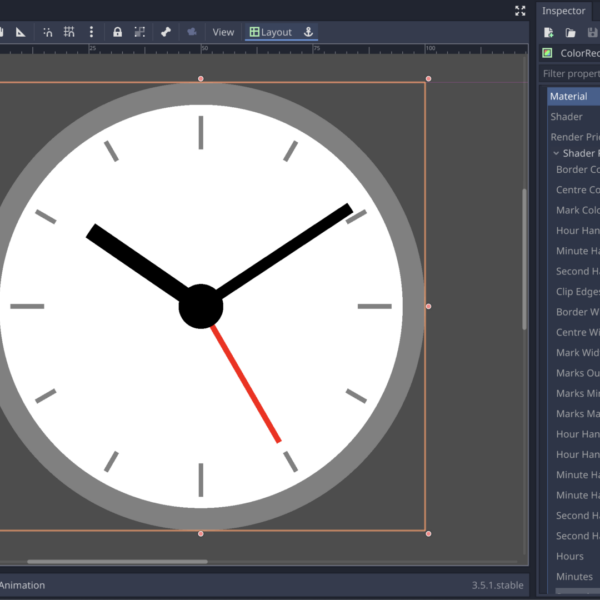 Analogue clock face Godot Shaders