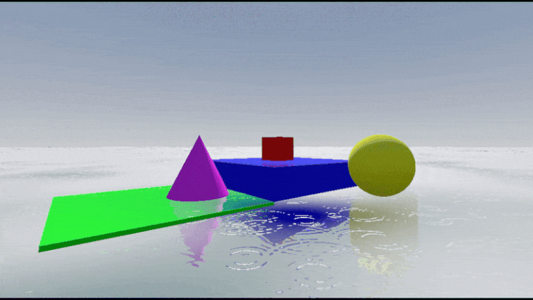 Rain puddles with ripples and reflections