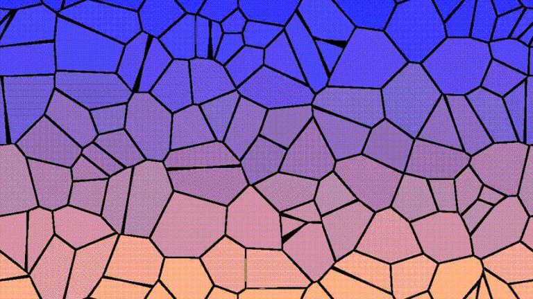 Highly customisable moving voronoi diagram transition