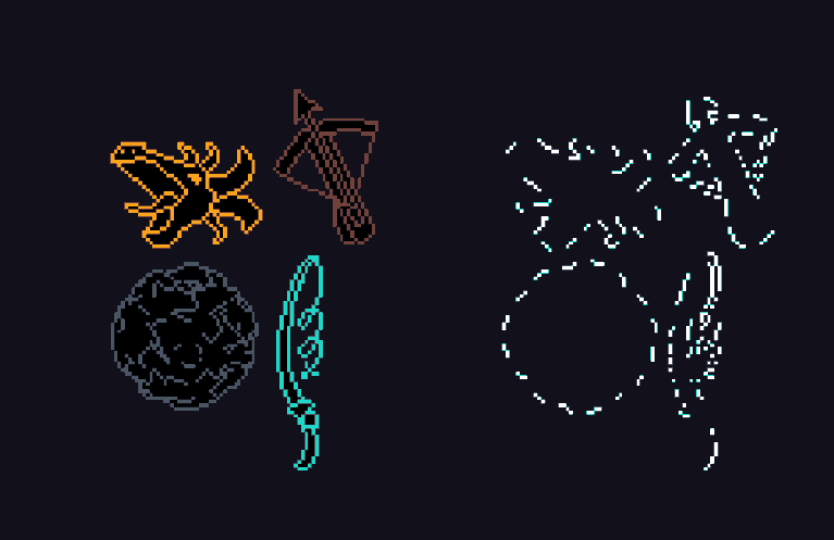 Pixel dotted silhouette