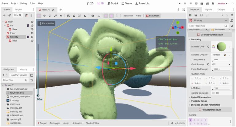 MultiMesh Shell Texturing Fur